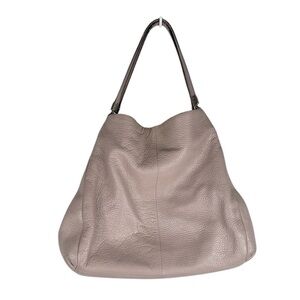 Coach Madison Pebble Leather Tan Three Compartment Double Strap Shoulder Bag